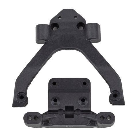 RC10B6.4 Angled Front Top Plate & Ballstud Mount, Carbon