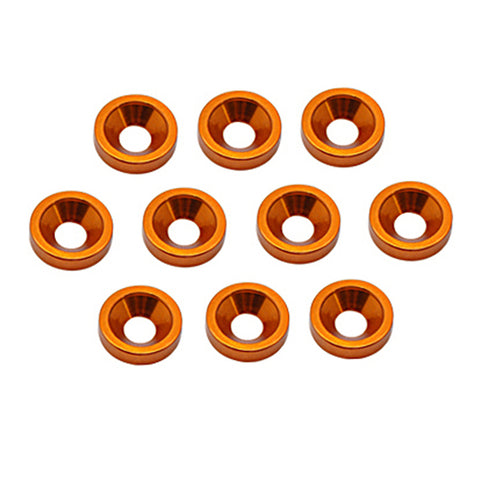 Alloy M3 Washers, Countersunk, Orange