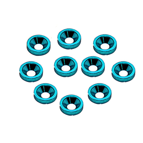 Alloy M4 Washers, Countersunk, Blue