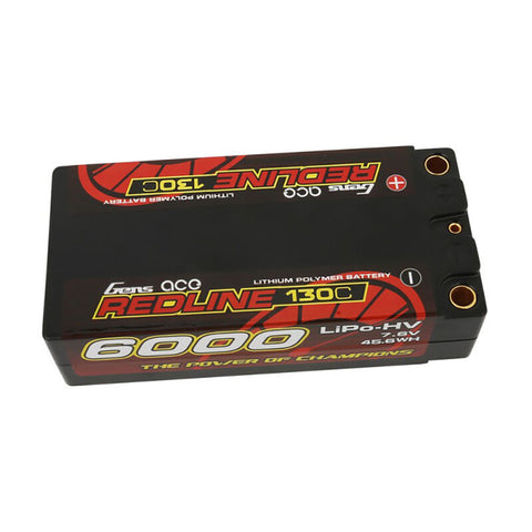 Redline 2S 7.6V Lipo Battery, 130C, 6000mAh, Shorty