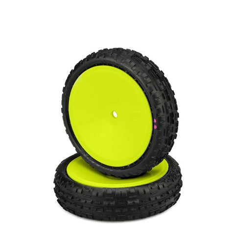 Swaggers Pre-Mounted Front 2WD Buggy Tires, Yellow