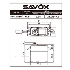 Savox SW-1211SG-BE Waterproof HV Coreless Digital 7.4V Servo, Black Ed.