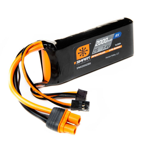 Spektrum SPMX20002SRX Smart 2S 7.4V LiPo Receiver Battery, 15C 2000mAh