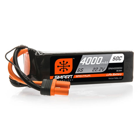 Spektrum SPMX40006S50 Smart 6S 22.2V LiPo Battery, 50C 4000mAh, IC5