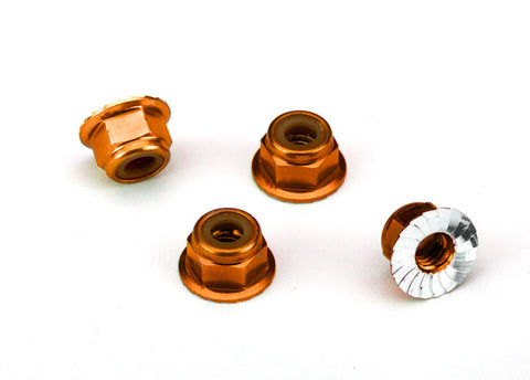 Aluminum Flanged Lock Nuts, 4mm (4)