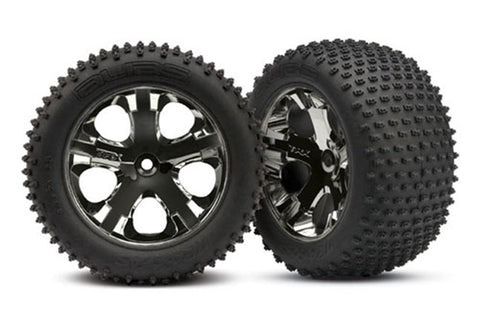 Traxxas 3770A Alias Tires, 2.8" All-Star Wheels, Blk Chrome, Rear