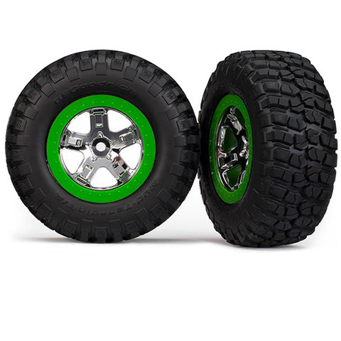 Mud-Terrain Tires, SCT Wheels, Chrome/Green