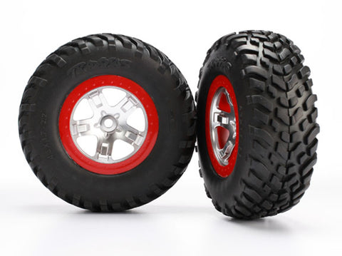 S1 Racing Tires & SCT Beadlock Wheels, Chrome/Red