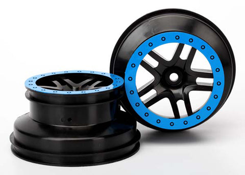 SCT SS Beadlock Style Wheels, Black/Blue, 2WD/4WD