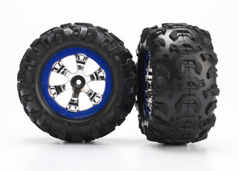 Traxxas 7274 Canyon AT Tires, Geode Wheels, 3.8" Chrome/Blue