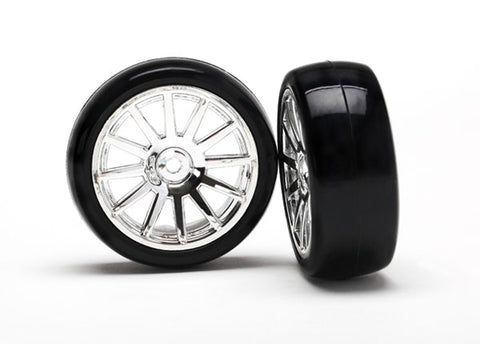 LaTrax Slick Tires, 12-Spoke Wheels, Chrome