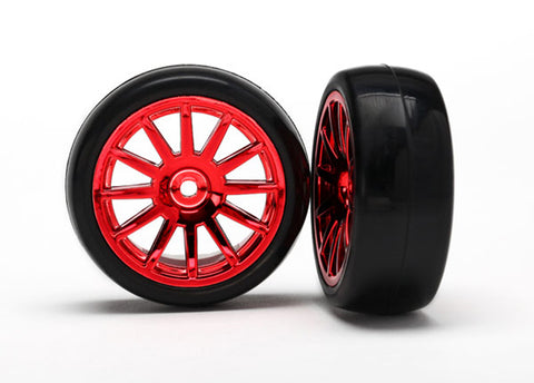 LaTrax Tires, 12-Spoke Red Chrome Wheels