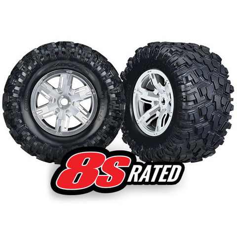 Traxxas 7772R Maxx AT Tires, X-Maxx Wheels, Satin Chrome