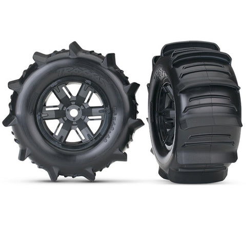 Traxxas 7773 Paddle Tires & X-Maxx Wheels, Black