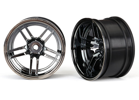 Split Spoke 1.9" Wheels, Wide, Black Chrome, Rear