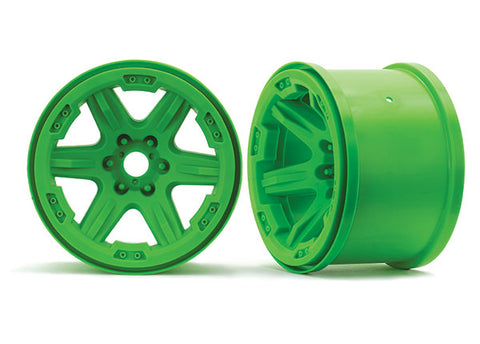 Six-Spoke 3.8" Wheels, 17mm Splined, Green