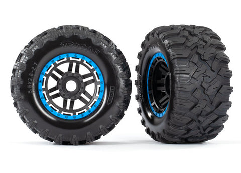 Maxx MT Tires, Black/Blue Beadlock Style Wheels