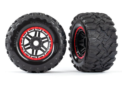 Maxx MT Tires, Black/Red Beadlock Style Wheels