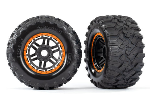 Maxx MT Tires, Black/Orange Beadlock Style Wheels