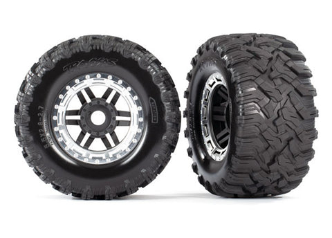 Maxx MT Tires, Wheels, Black/Chrome Beadlock Style