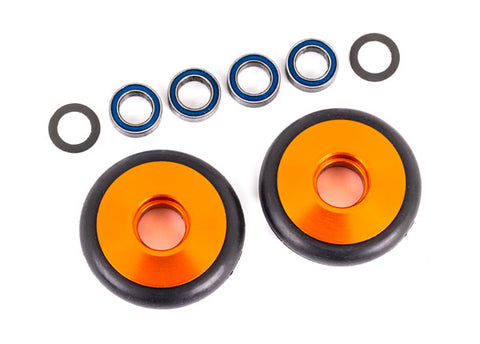 Aluminum Wheelie Bar Wheels w/ Bearings & O-Rings, Orange (2)