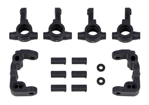 RC10B6.4 -1mm Scrub Caster & Steering Blocks, Carbon