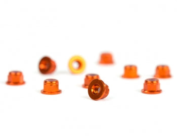 Aluminum M3 Flanged Locknut, Orange