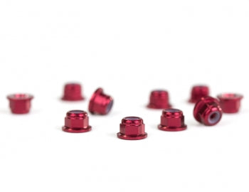 Aluminum M3 Flanged Locknut, Red