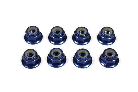 Aluminum 4mm Flanged Locknuts, Dark Blue